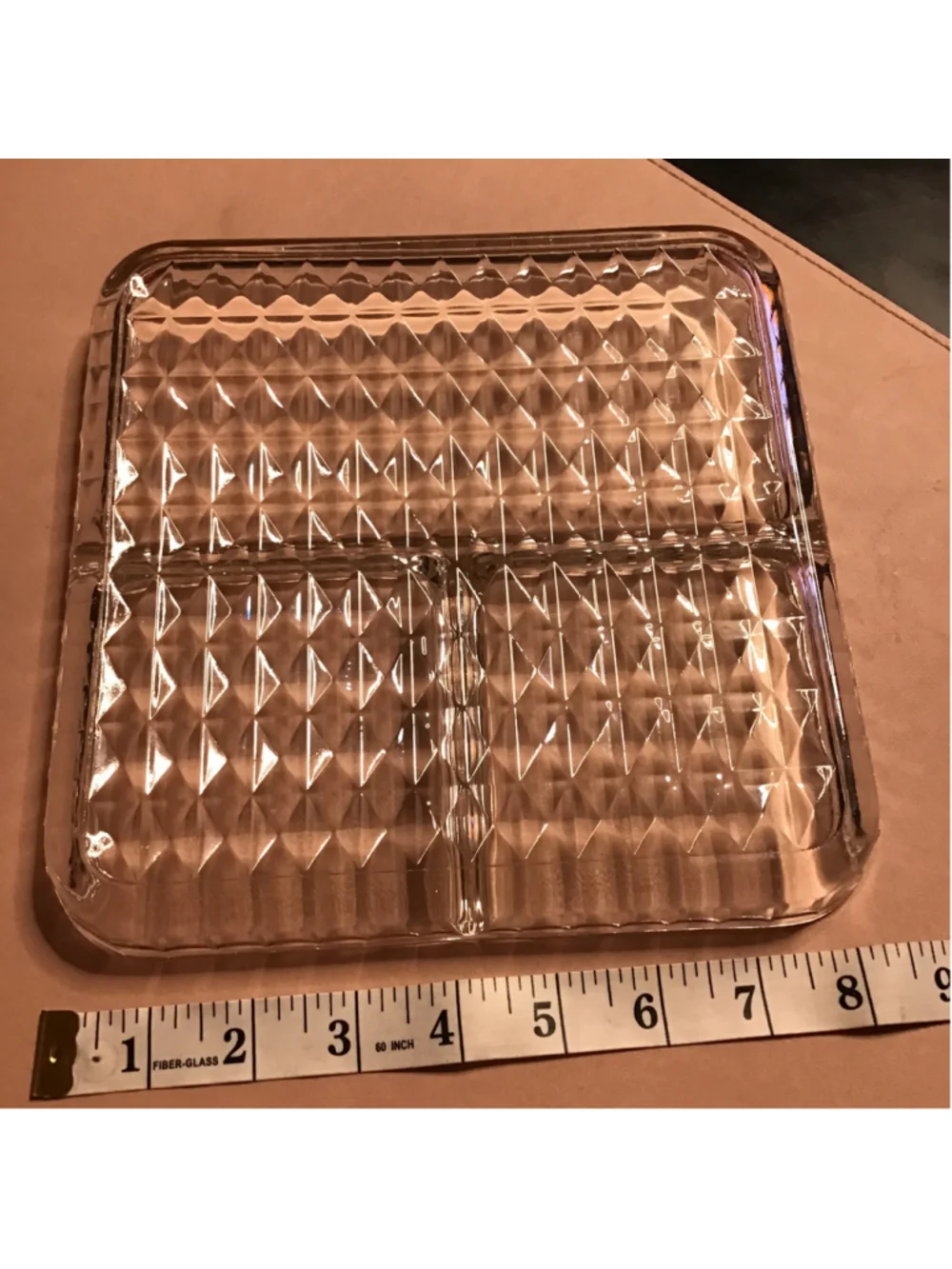 Clear Glass Divided Serveware Tray 8 x 8 inch